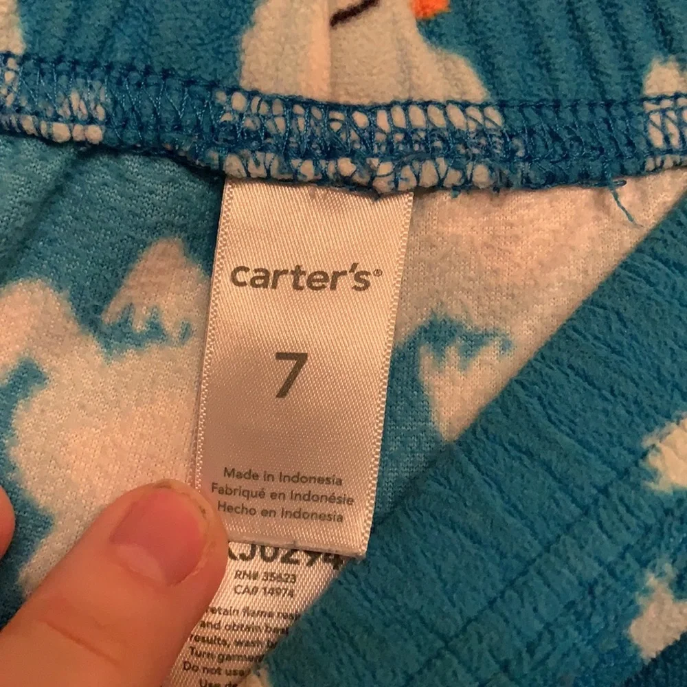 Carter’s boy’s size 7 blue white yeti abominable snowman print pajama pants VGUC